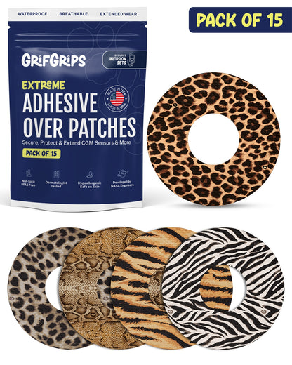 EXTREME - Infusion Sets & Universal Adhesive Patches - Animal Prints (15 Pack)