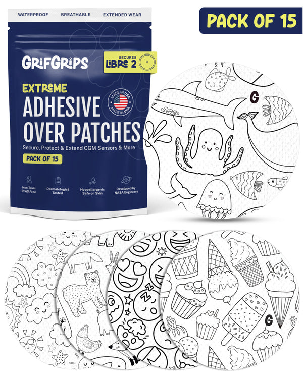 EXTREME - Libre 2/2+ and Lingo Adhesive Patches - Doodle (15 Pack)