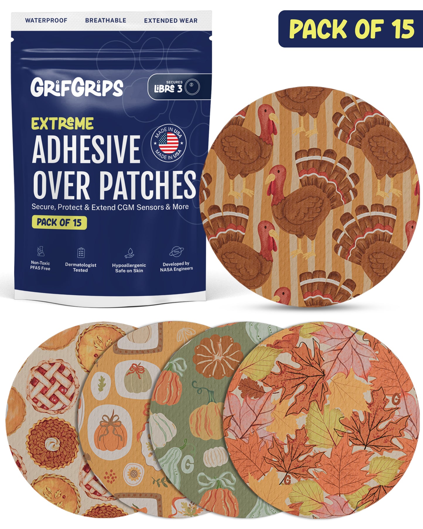 EXTREME - Libre 3/3+ Adhesive Patches - Thanksgiving (15 Pack)