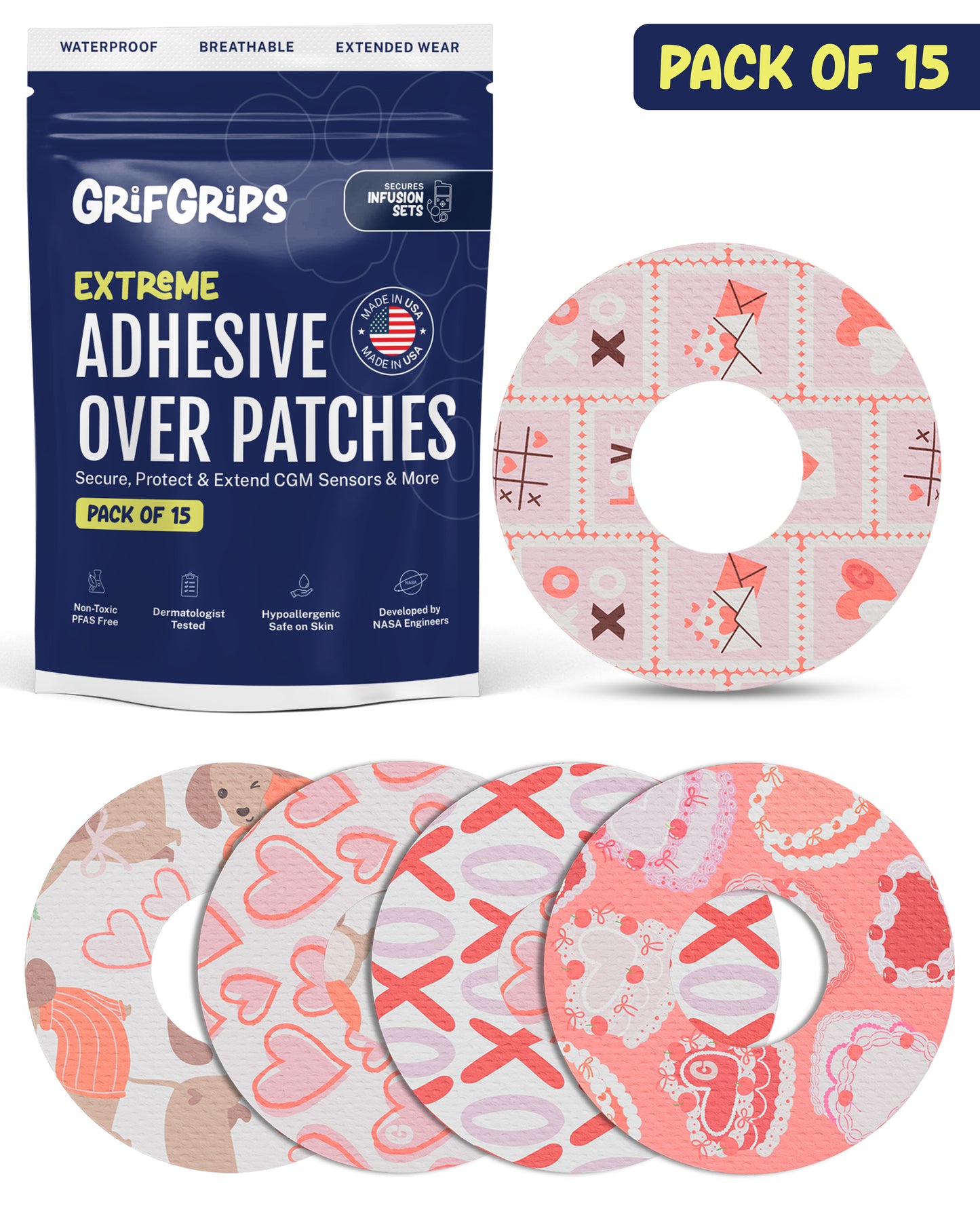 EXTREME - Infusion Sets & Universal Adhesive Patches - Valentine (15 Pack)
