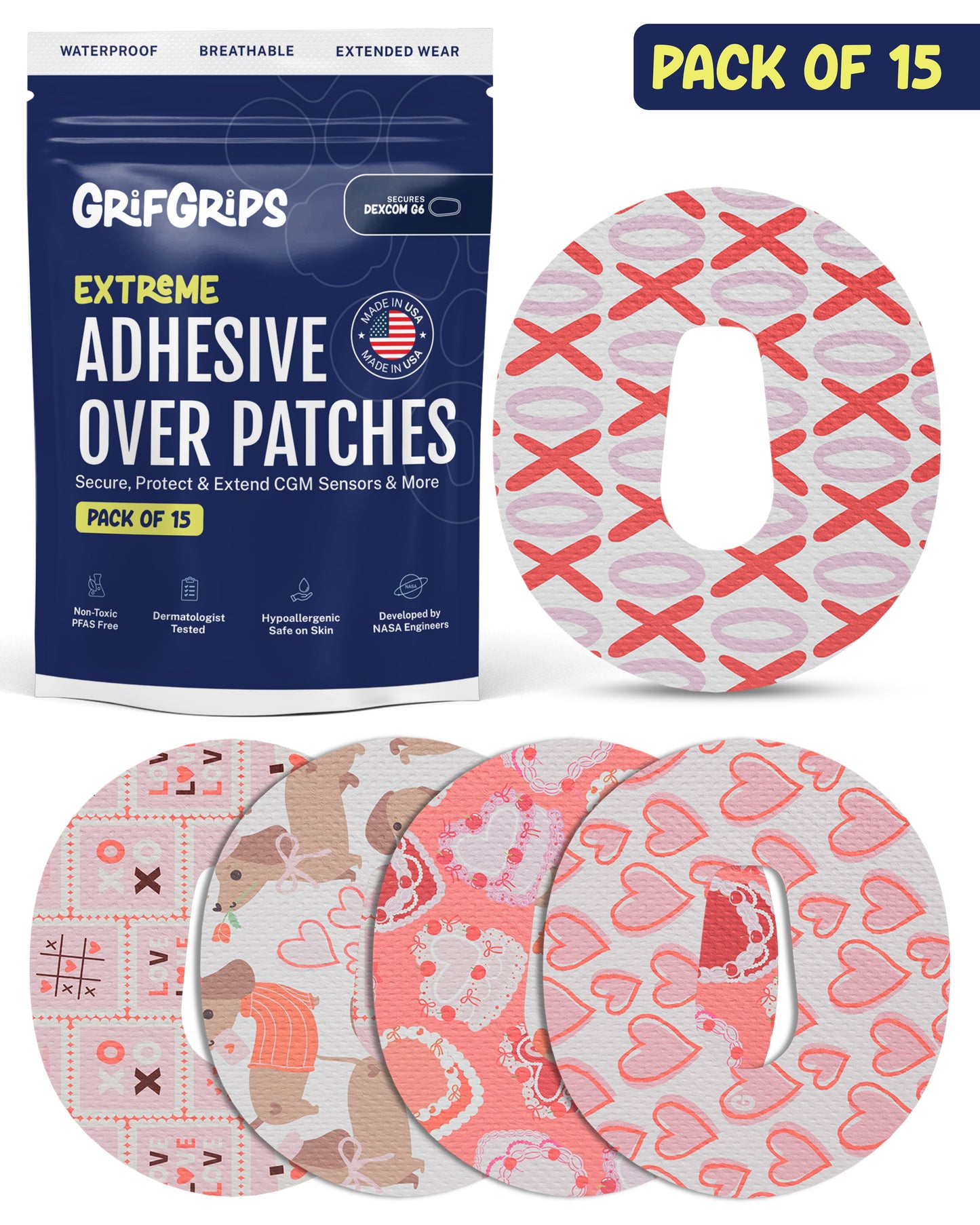 EXTREME - Dexcom G6 Adhesive Patches - Valentine (15 Pack)