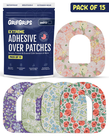EXTREME - Omnipod Adhesive Patches - Floral (15 Pack)