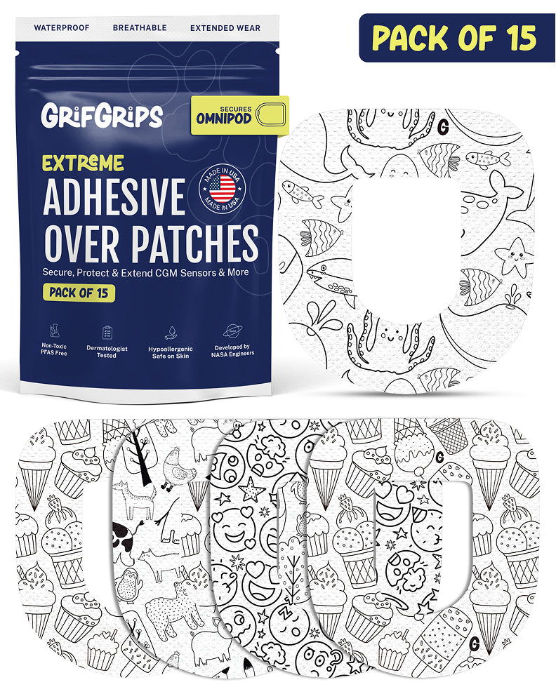 EXTREME - Omnipod Adhesive Patches - Doodle (15 Pack)