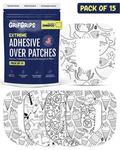 EXTREME - Omnipod Adhesive Patches - Doodle (15 Pack)