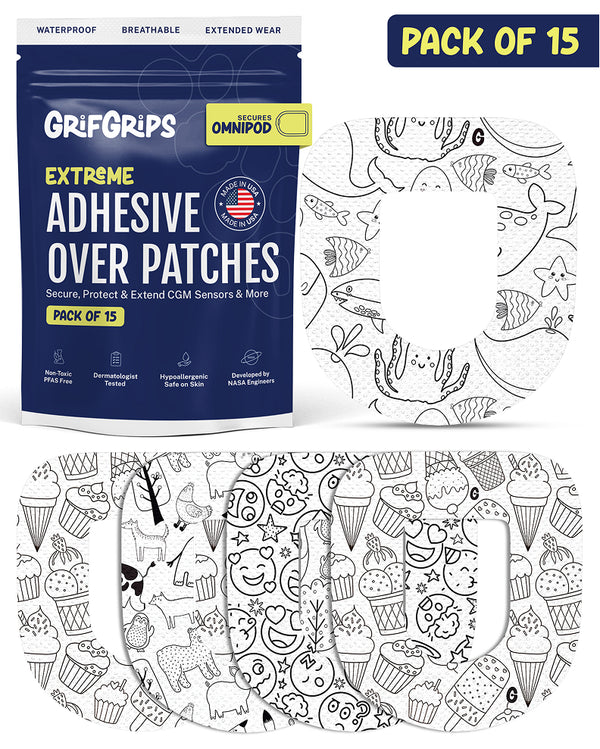 EXTREME - Omnipod Adhesive Patches - Doodle (15 Pack)