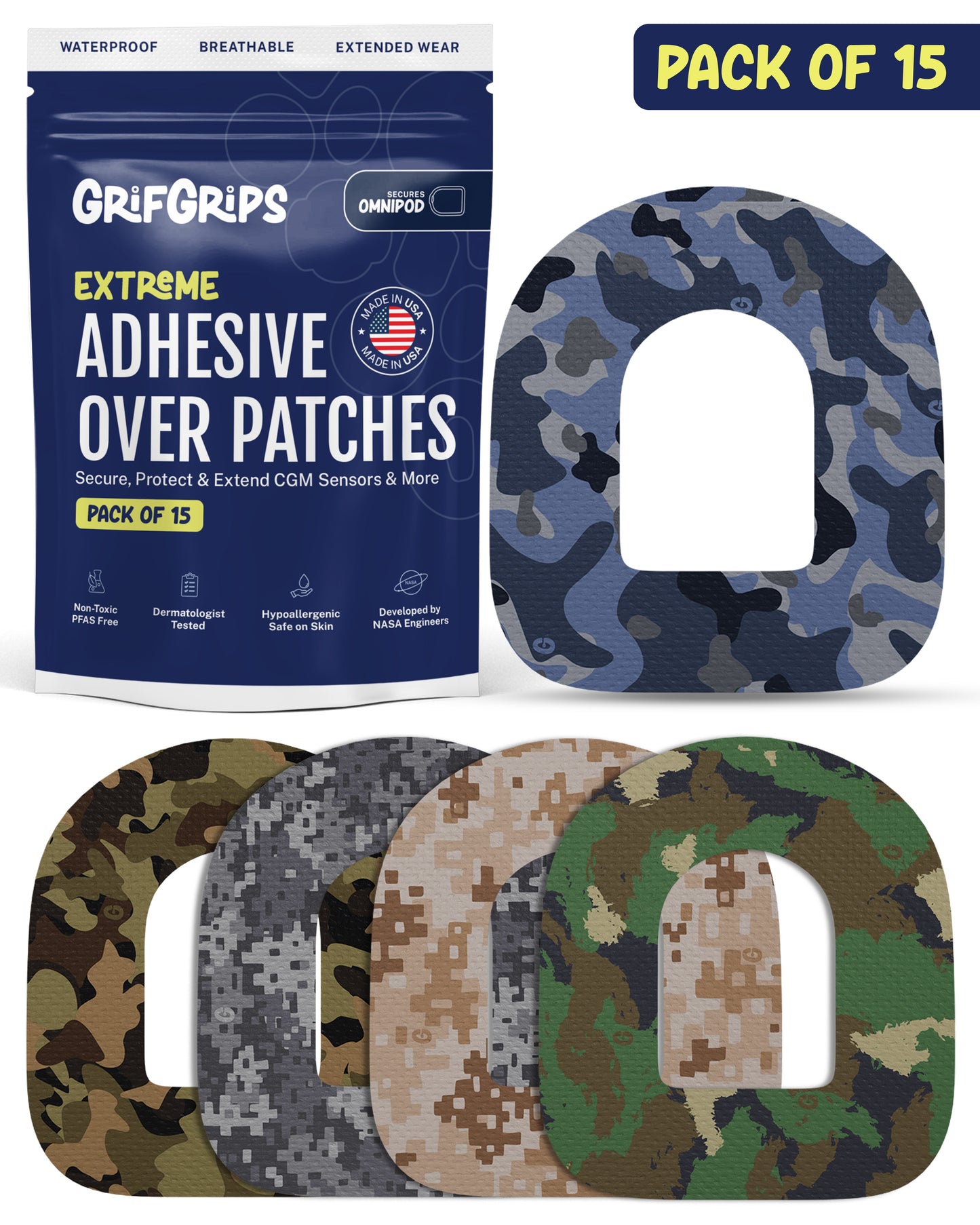 EXTREME - Omnipod Adhesive Patches - Camo (15 Pack)