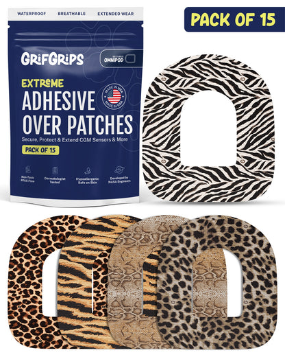 EXTREME - Omnipod Adhesive Patches - Animal Prints (15 Pack)