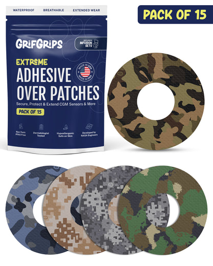 EXTREME - Infusion Sets & Universal Adhesive Patches - Camo (15 Pack)