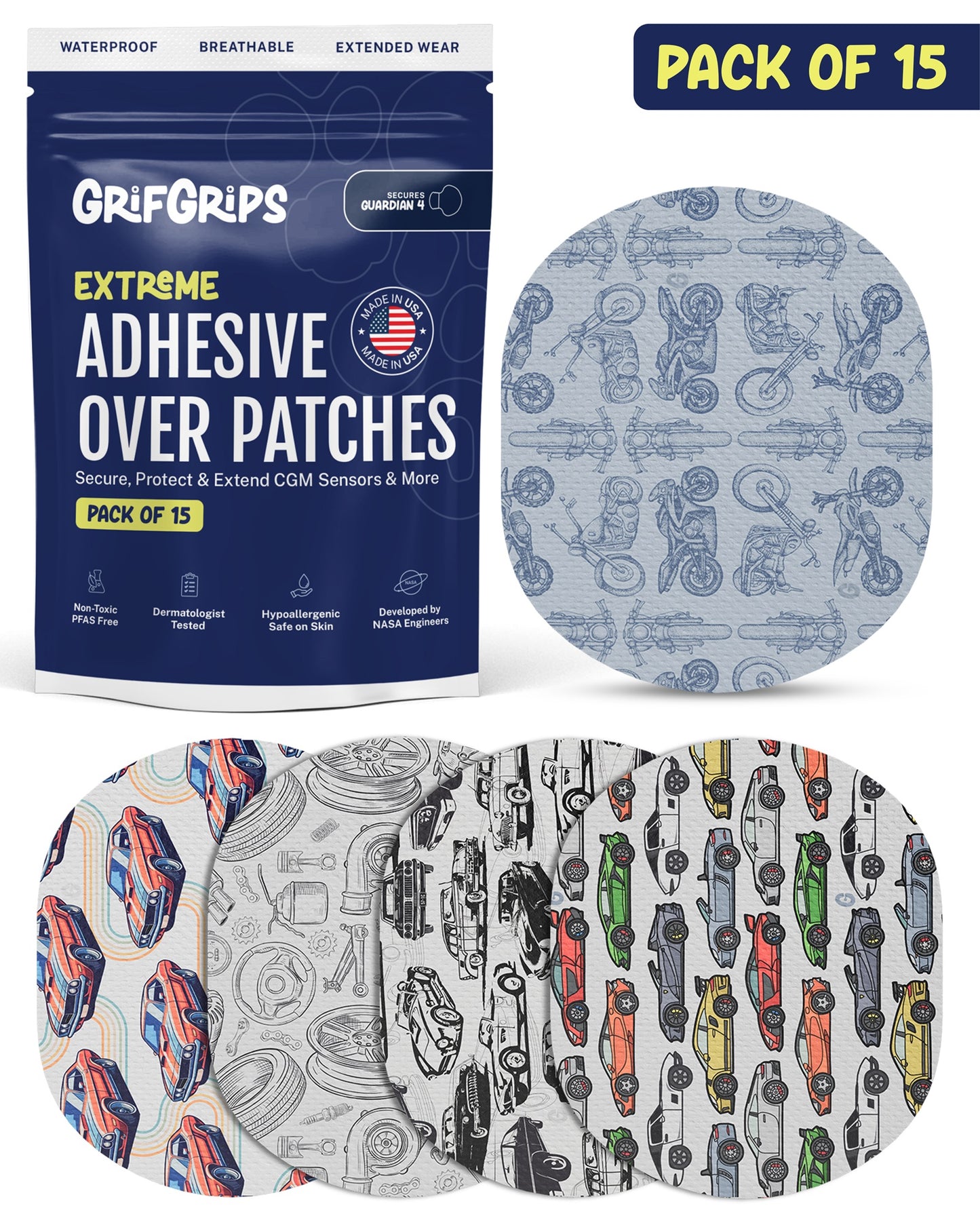 EXTREME - Medtronic Guardian Adhesive Patches - Cars (15 Pack)