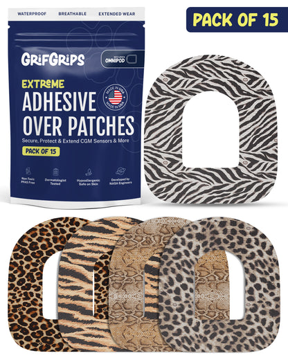 EXTREME - Omnipod Adhesive Patches - Animal Prints (15 Pack)