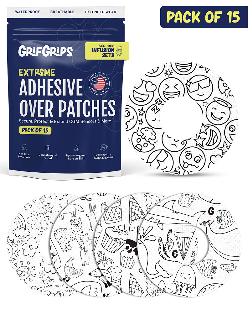 EXTREME - Infusion Sets & Universal Adhesive Patches - Doodle (15 Pack)