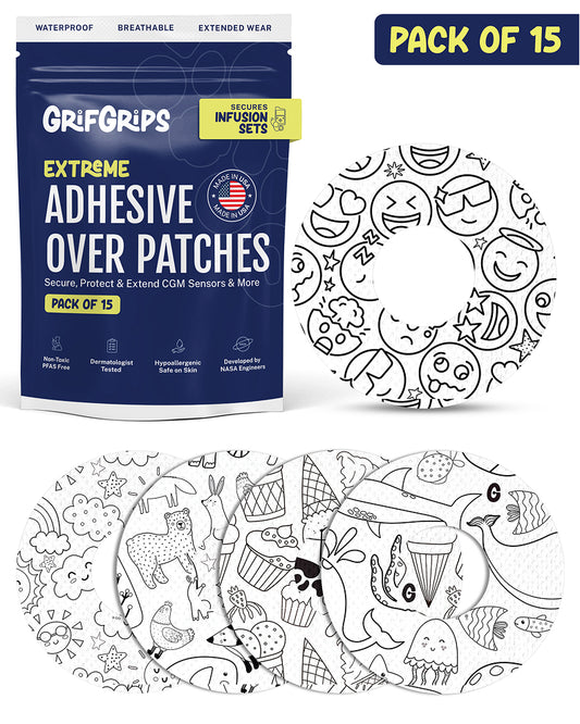 EXTREME - Infusion Sets & Universal Adhesive Patches - Doodle (15 Pack)