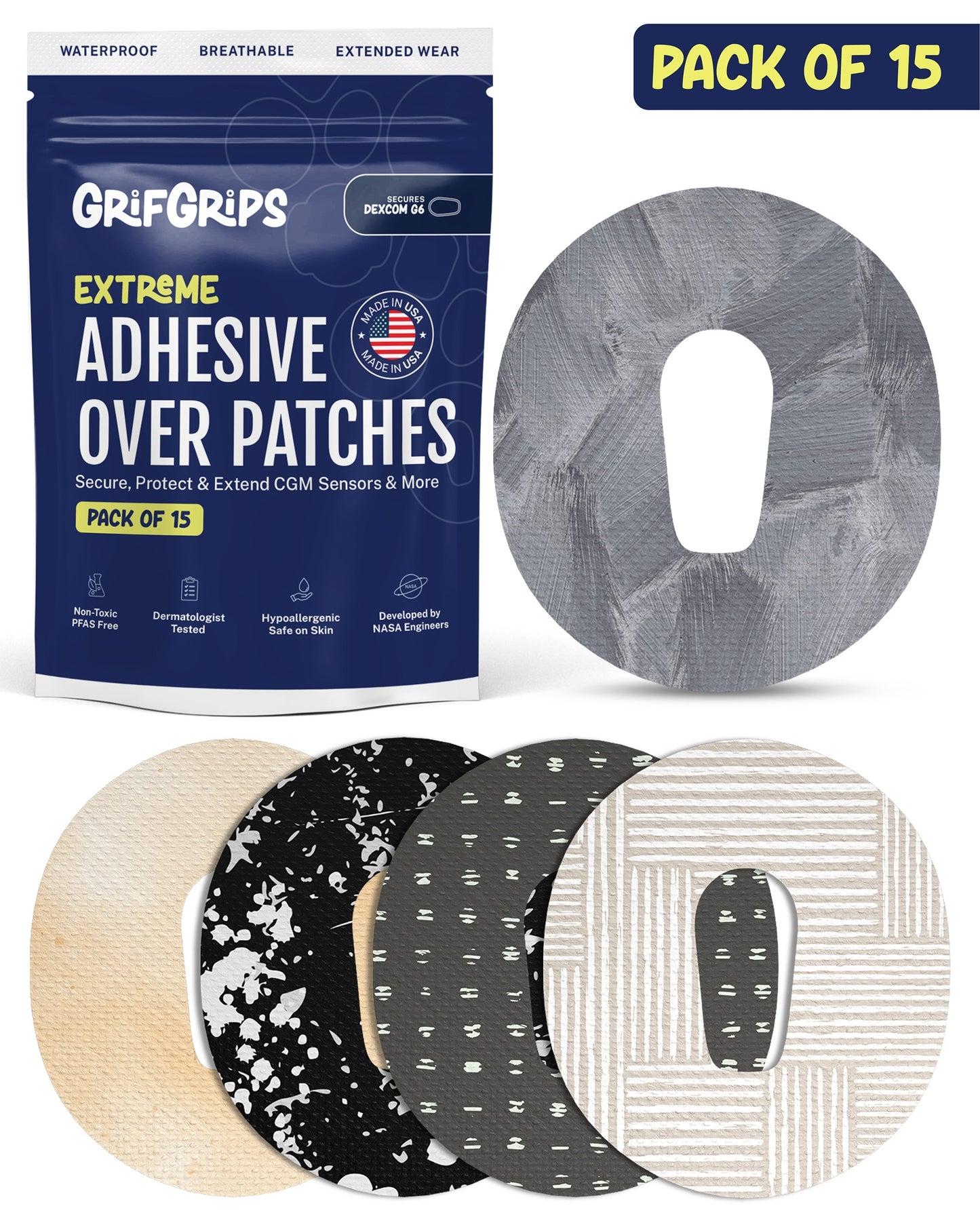 EXTREME - Dexcom G6 Adhesive Patches - Neutral (15 Pack)