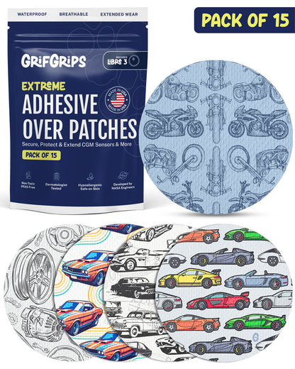 EXTREME - Libre 3/3+ Adhesive Patches - Cars (15 Pack)