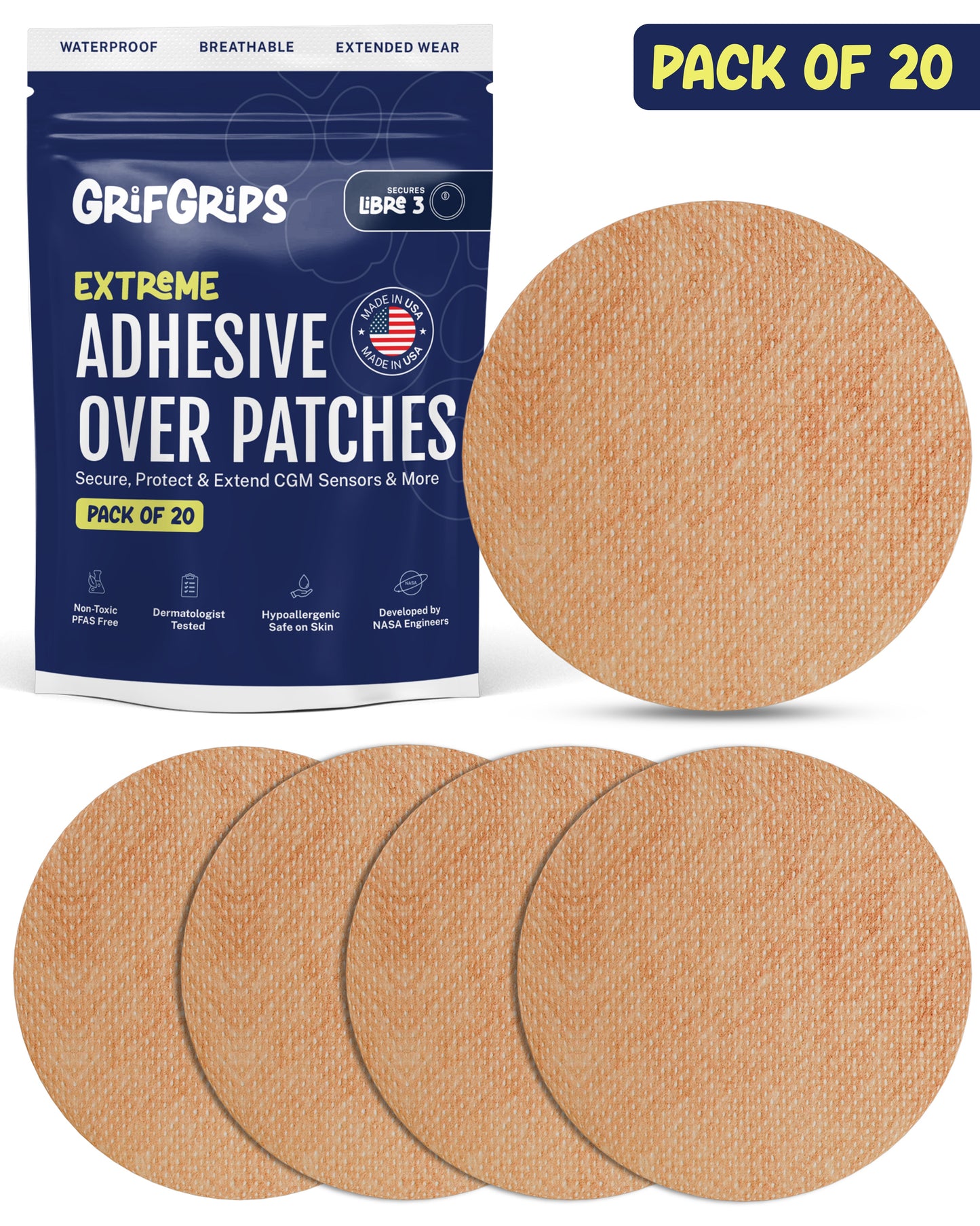 EXTREME - Libre 3/3+ Adhesive Patches - Tan (20 Pack)