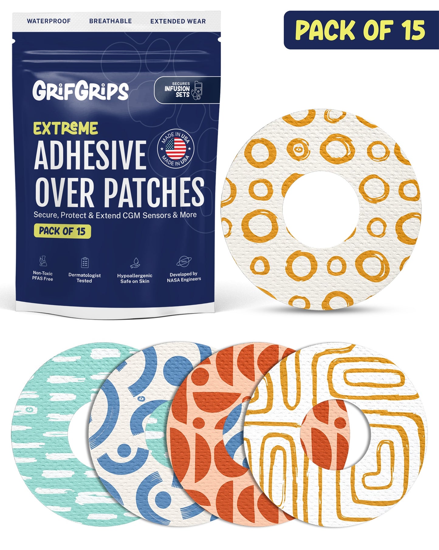 EXTREME - Infusion Sets & Universal Adhesive Patches - Abstract (15 Pack)