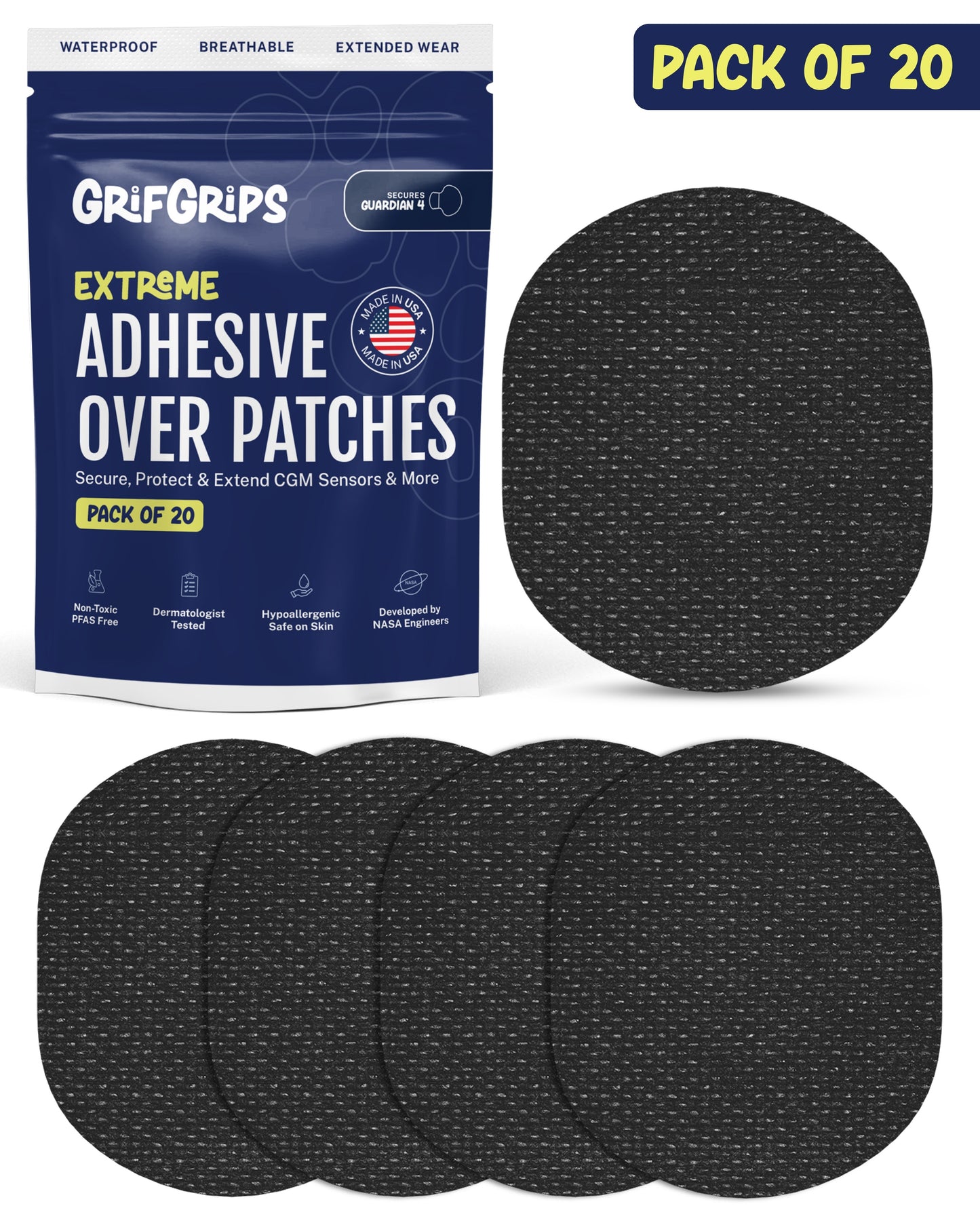 EXTREME - Medtronic Guardian Adhesive Patches - Black (20 Pack)