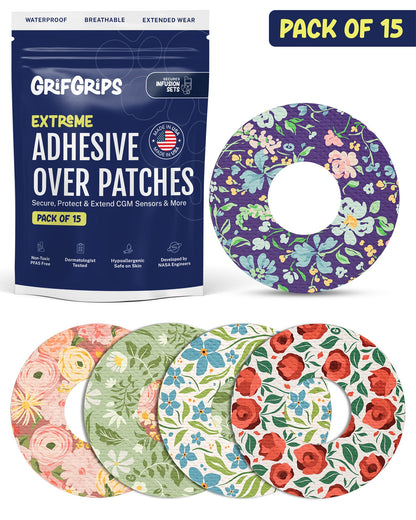 EXTREME - Infusion Sets & Universal Adhesive Patches - Floral (15 Pack)
