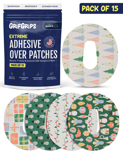 EXTREME - Dexcom G6 Adhesive Patches - Chritmas (15 Pack)