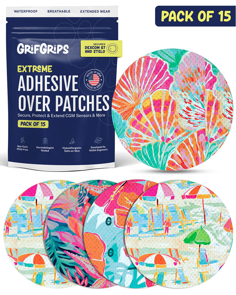 EXTREME - Dexcom G7 and Stelo Adhesive Patches - Tropical (15 Pack)