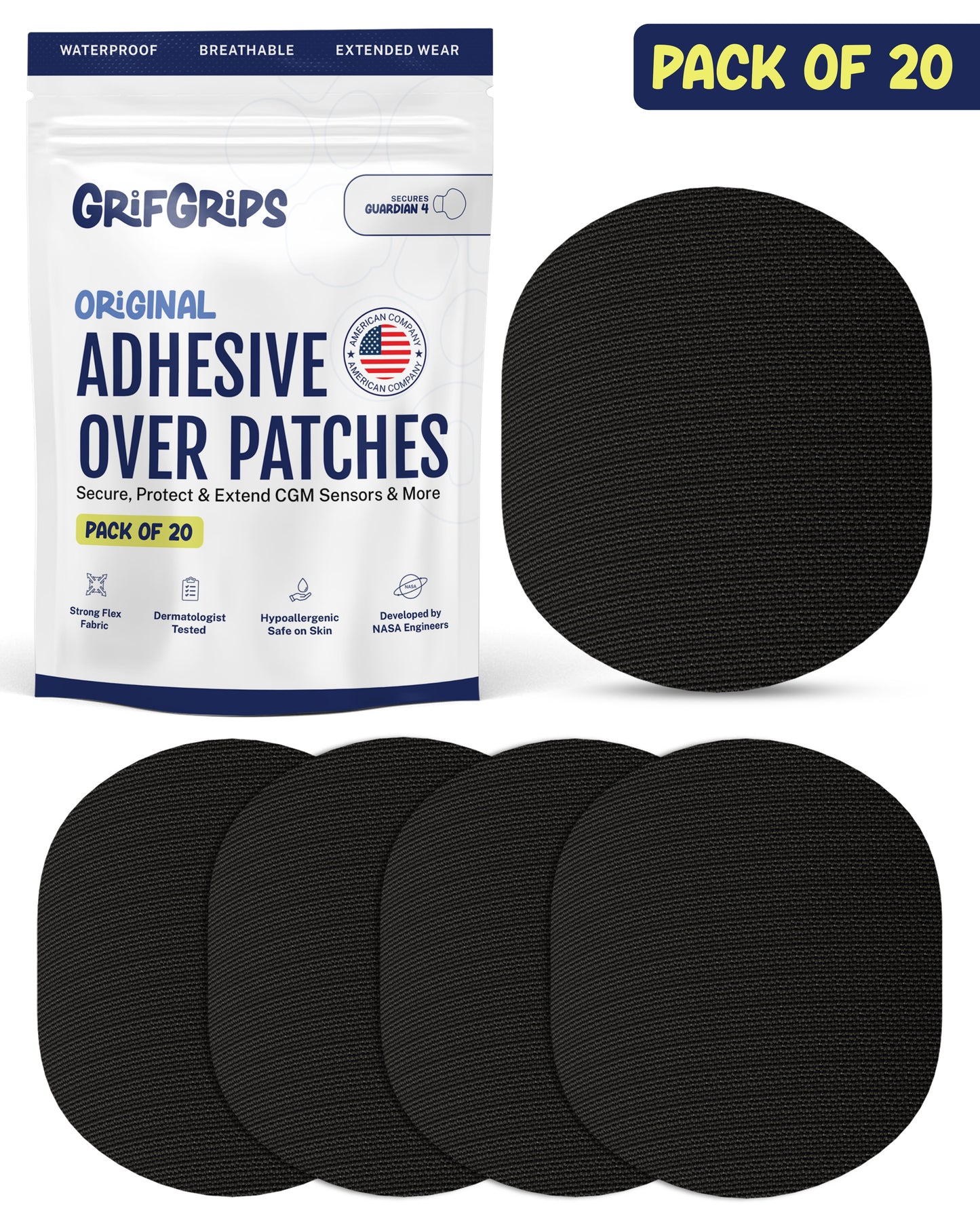 ORIGINAL - Medtronic Guardian Adhesive Patches - Black (20 Pack)