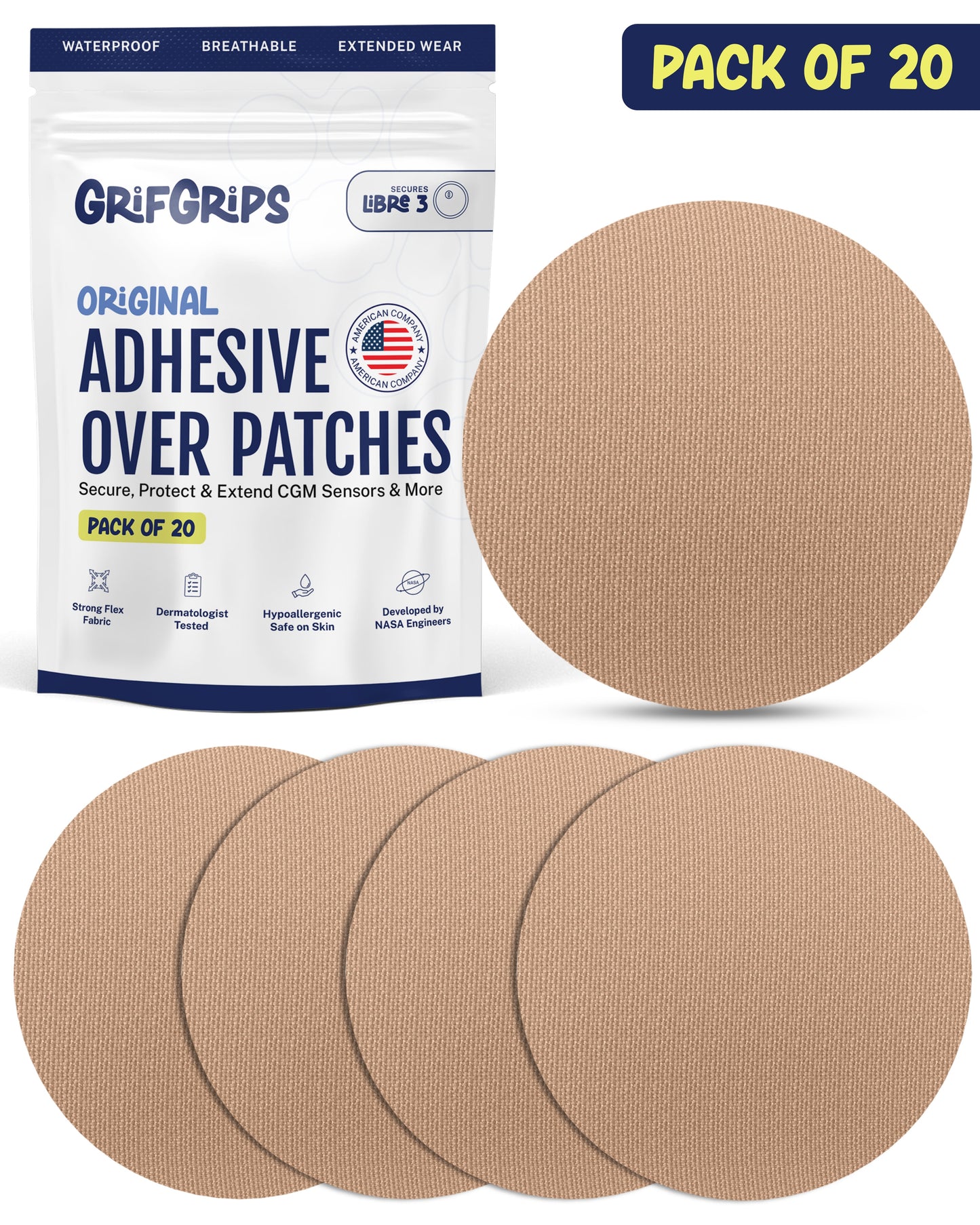 ORIGINAL - Libre 3/3+ Adhesive Patches - Tan (20 Pack)
