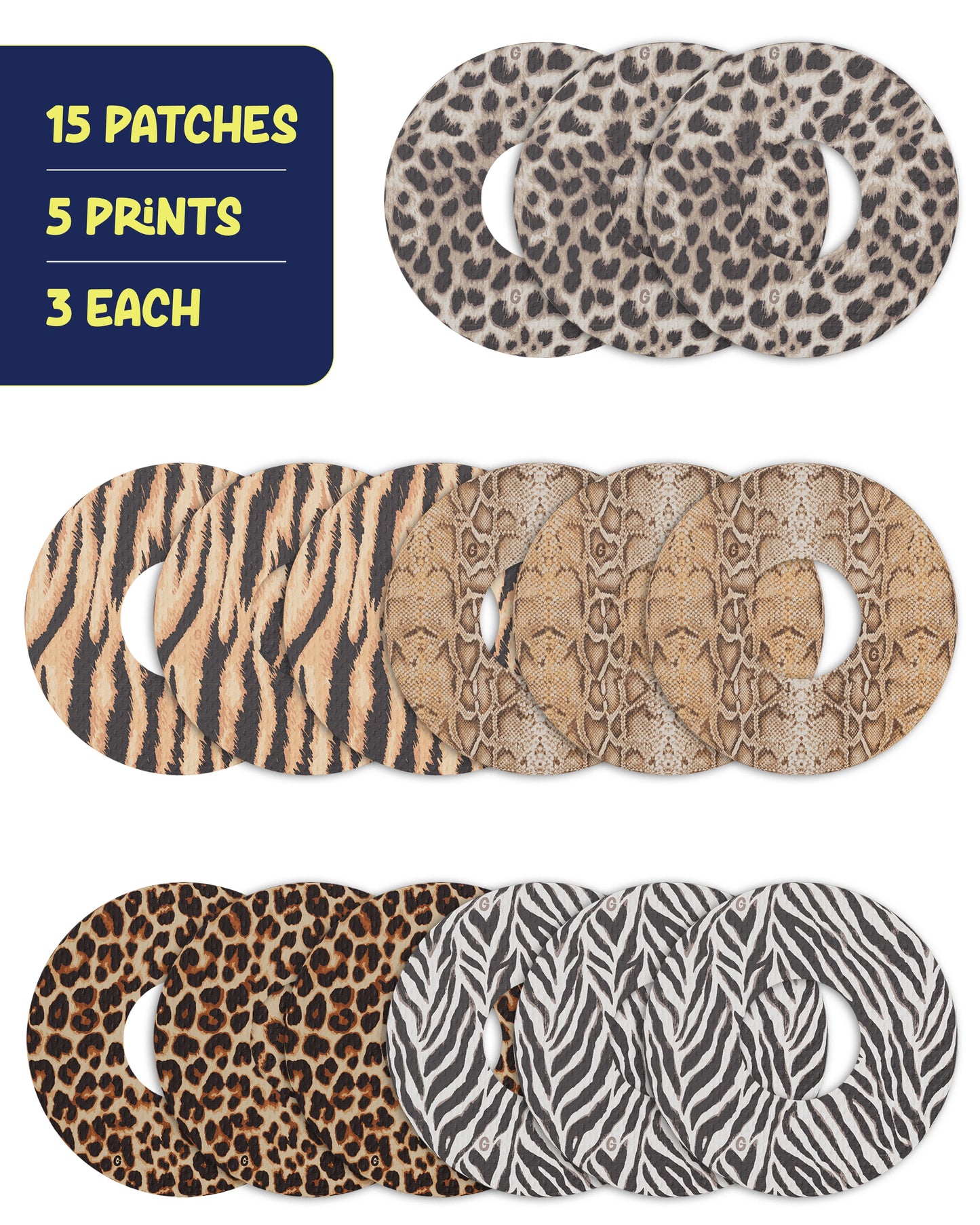 EXTREME - Infusion Sets & Universal Adhesive Patches - Animal Prints (15 Pack)