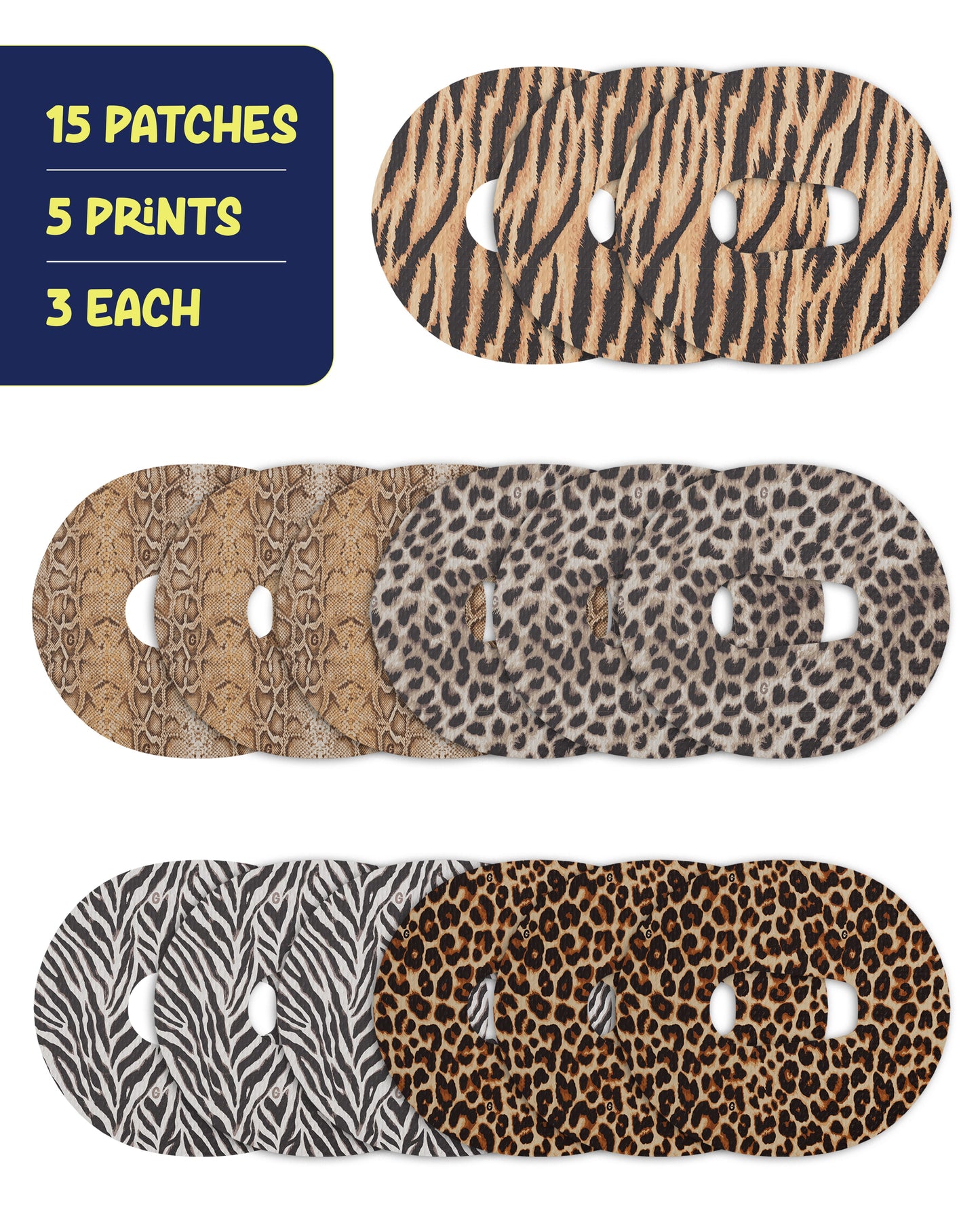 EXTREME - Dexcom G6 Adhesive Patches - Animal Prints (15 Pack)
