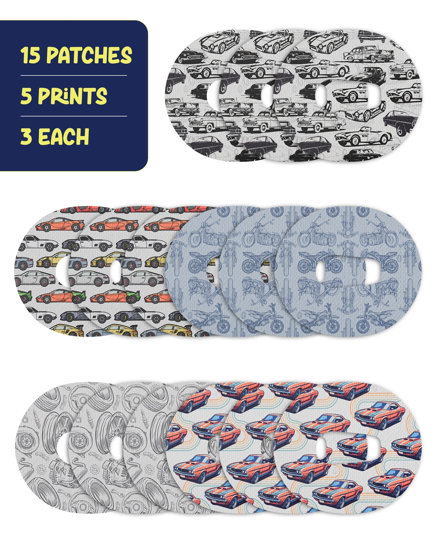 EXTREME - Dexcom G6 Adhesive Patches - Cars (15 Pack)