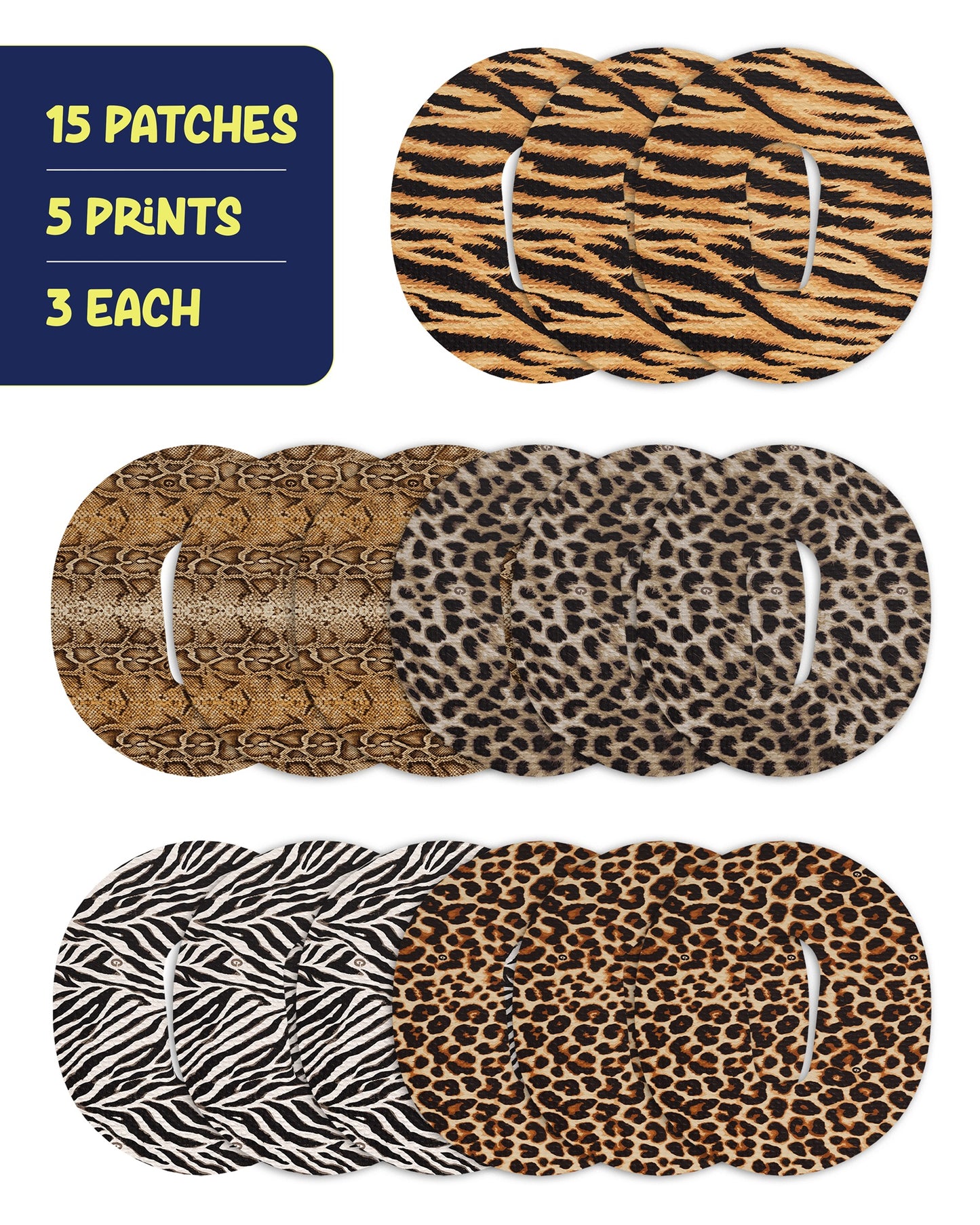 EXTREME - Dexcom G6 Adhesive Patches - Animal Prints (15 Pack)