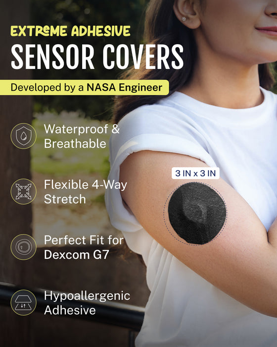 EXTREME - Dexcom G7 and Stelo Adhesive Patches - Black (20 Pack)