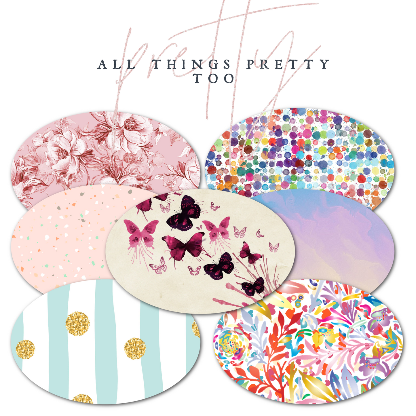 All Things Pretty Combo in Ovals - Extreme Adhesive - 25 Pack - CGM, Infusion & Pump Grips