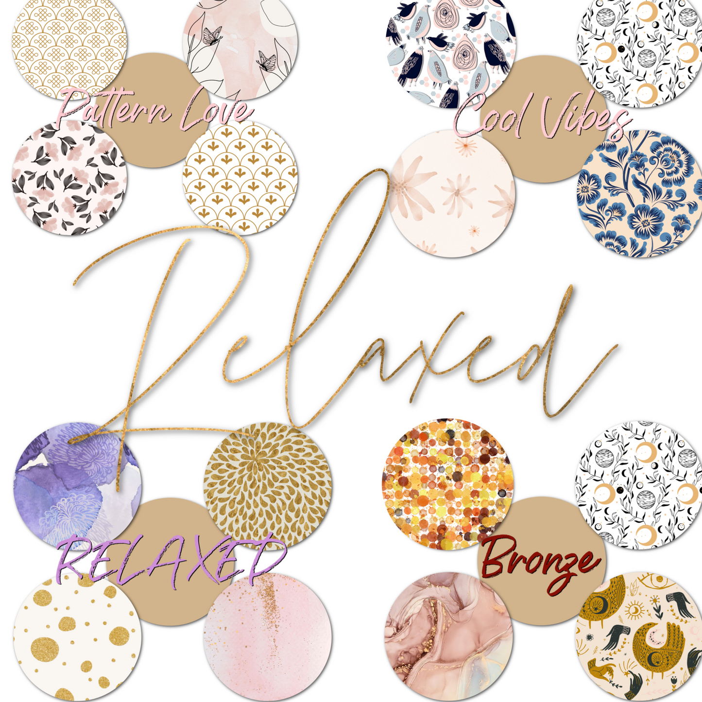 Relaxed Variety Packs - Extreme Adhesive - Choose Design - 25 Pack - CGM Devices, Infusion Sets & Pump Grips