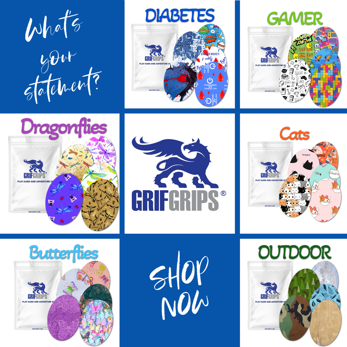 Style Themes Combo in Ovals - Extreme Adhesive - 25 pack - CGM, Infusion & Pump Grips