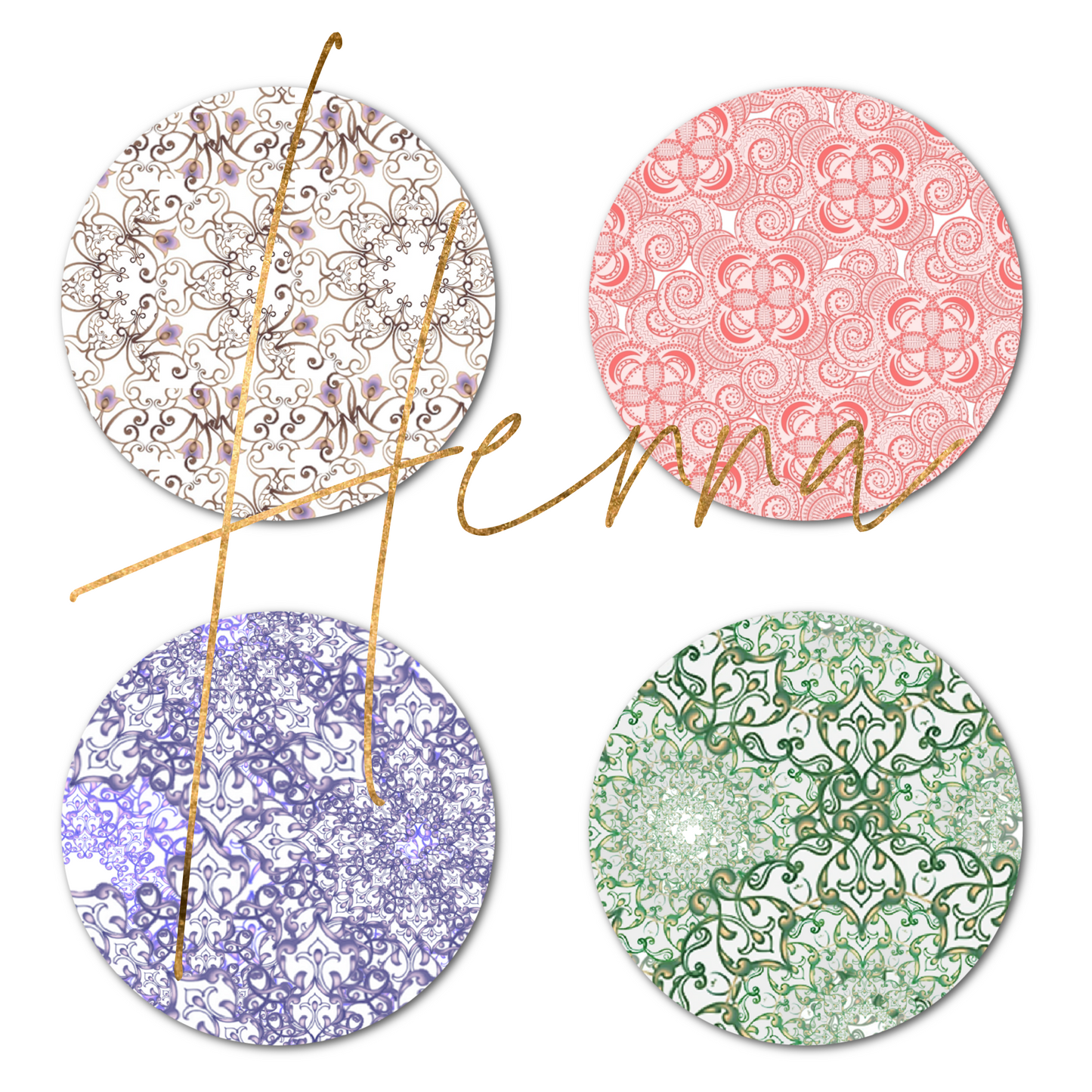 Henna Combo in Circles 3 inch - Extreme Adhesive - 10 Pack - CGM, Infusion & Pump Grips