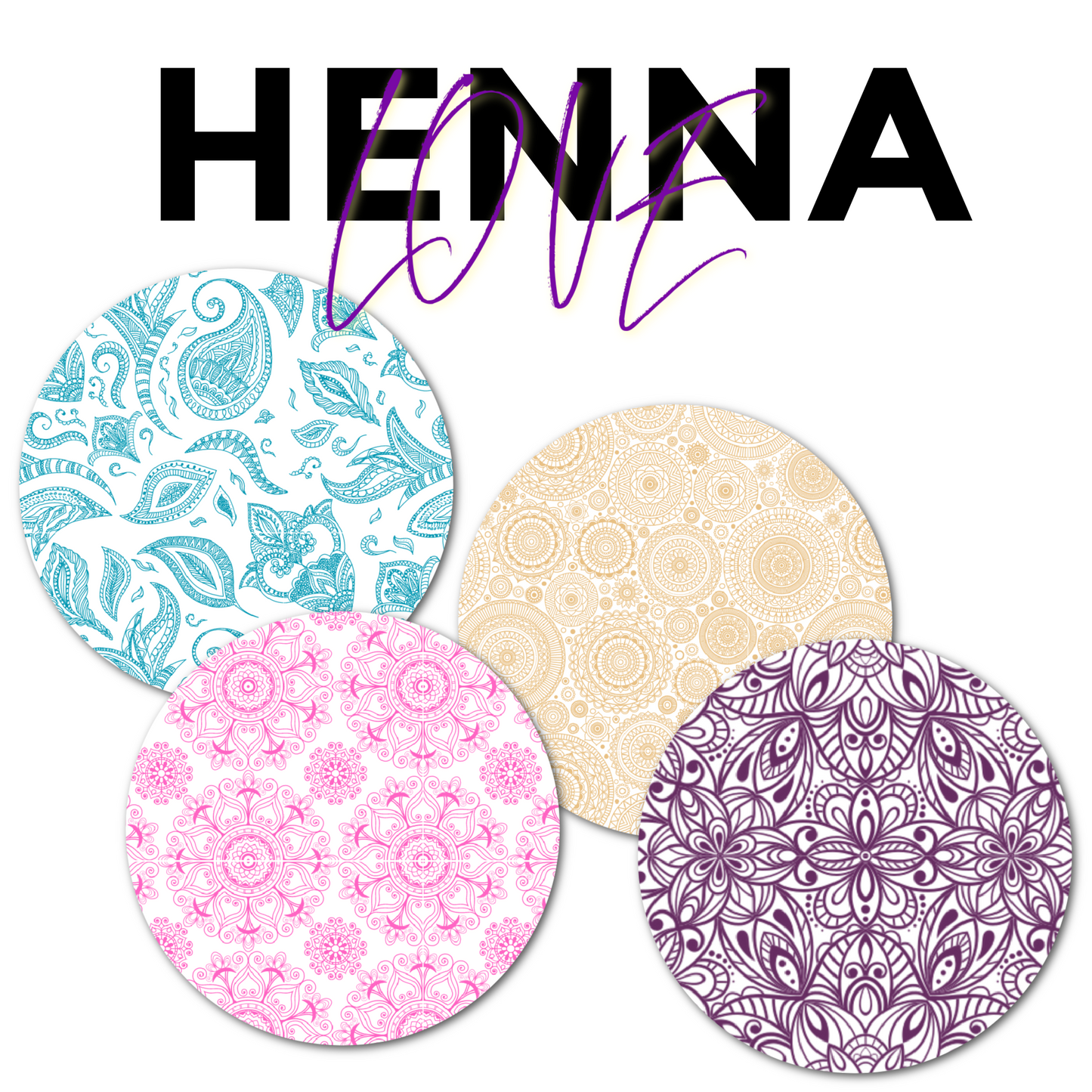 Henna Combo in Circles 3 inch - Extreme Adhesive - 10 Pack - CGM, Infusion & Pump Grips