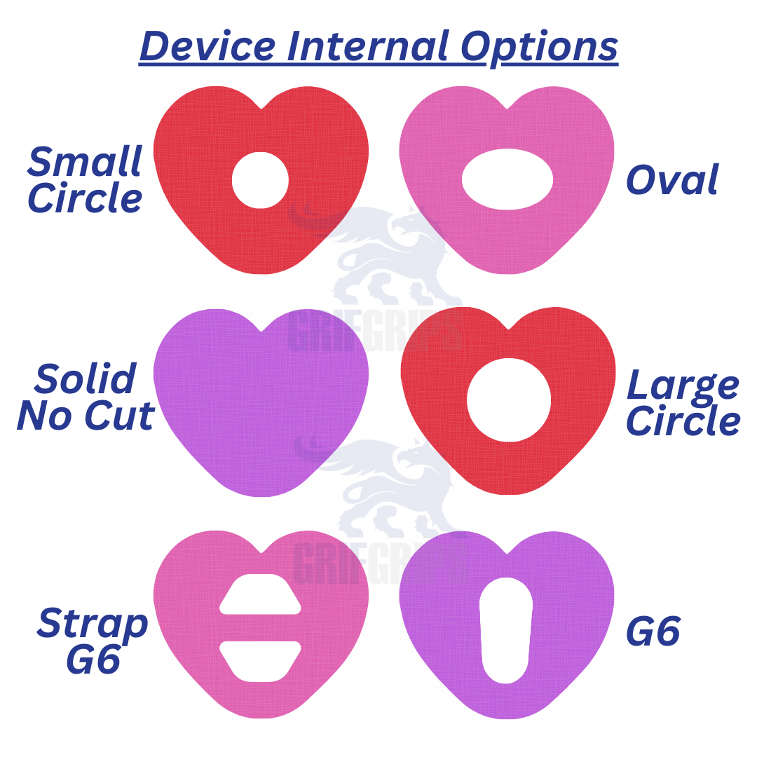 Tiny Heart Combo - Original Adhesive - 5 Pack - CGM, Infusion & Pump Grips