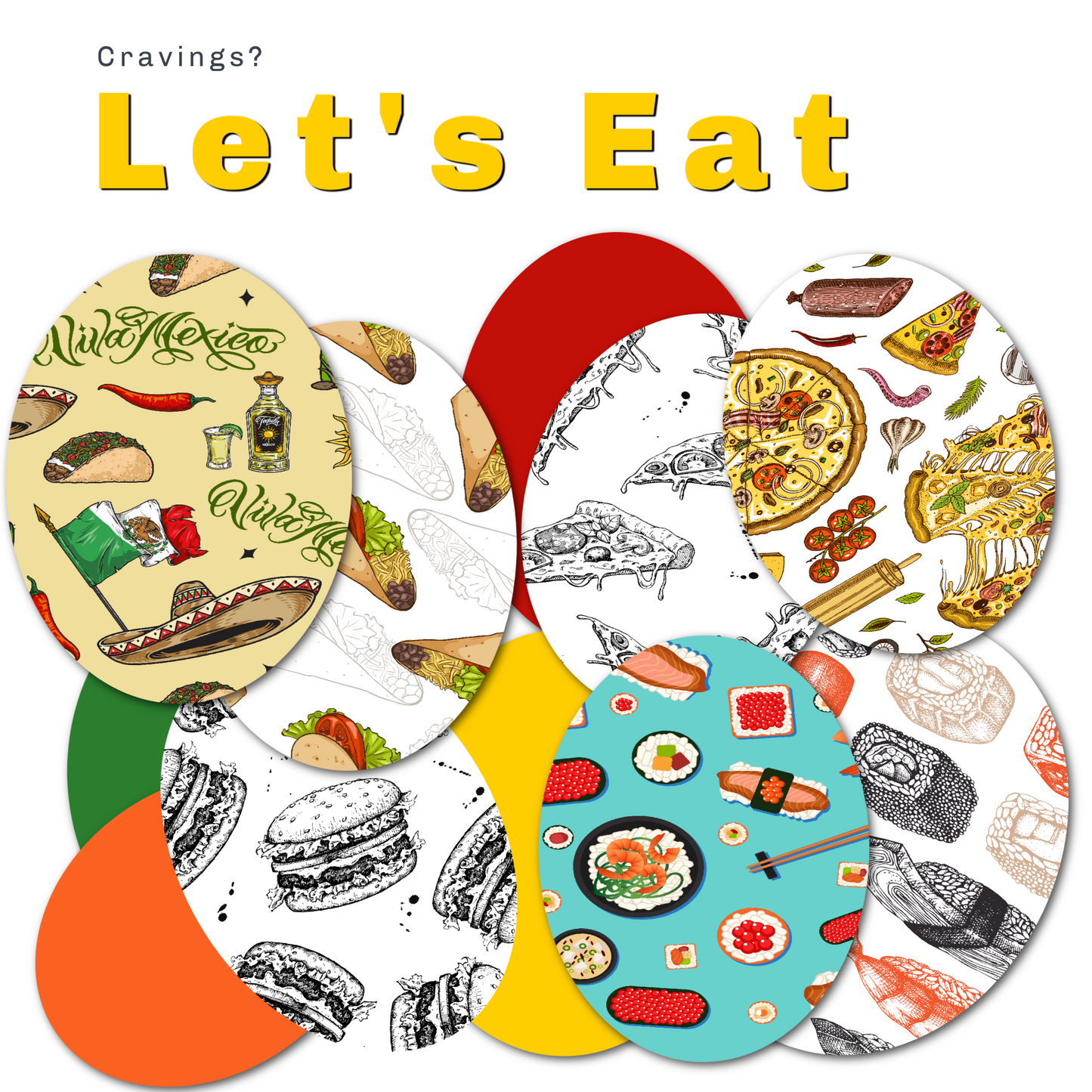 Food Combo in Ovals - Extreme & Original Adhesive - 15 Pack - CGM, Infusion & Pump Grips