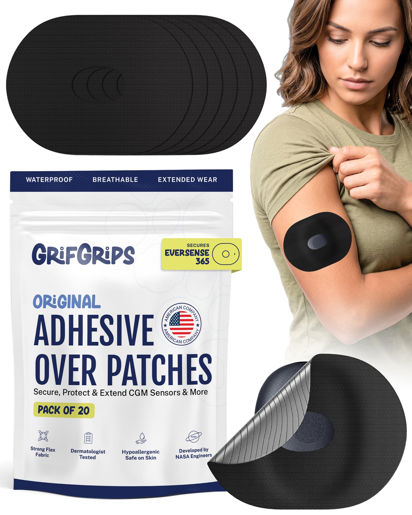 ORIGINAL - Eversense 365 Adhesive Patches - Black (20 Pack)