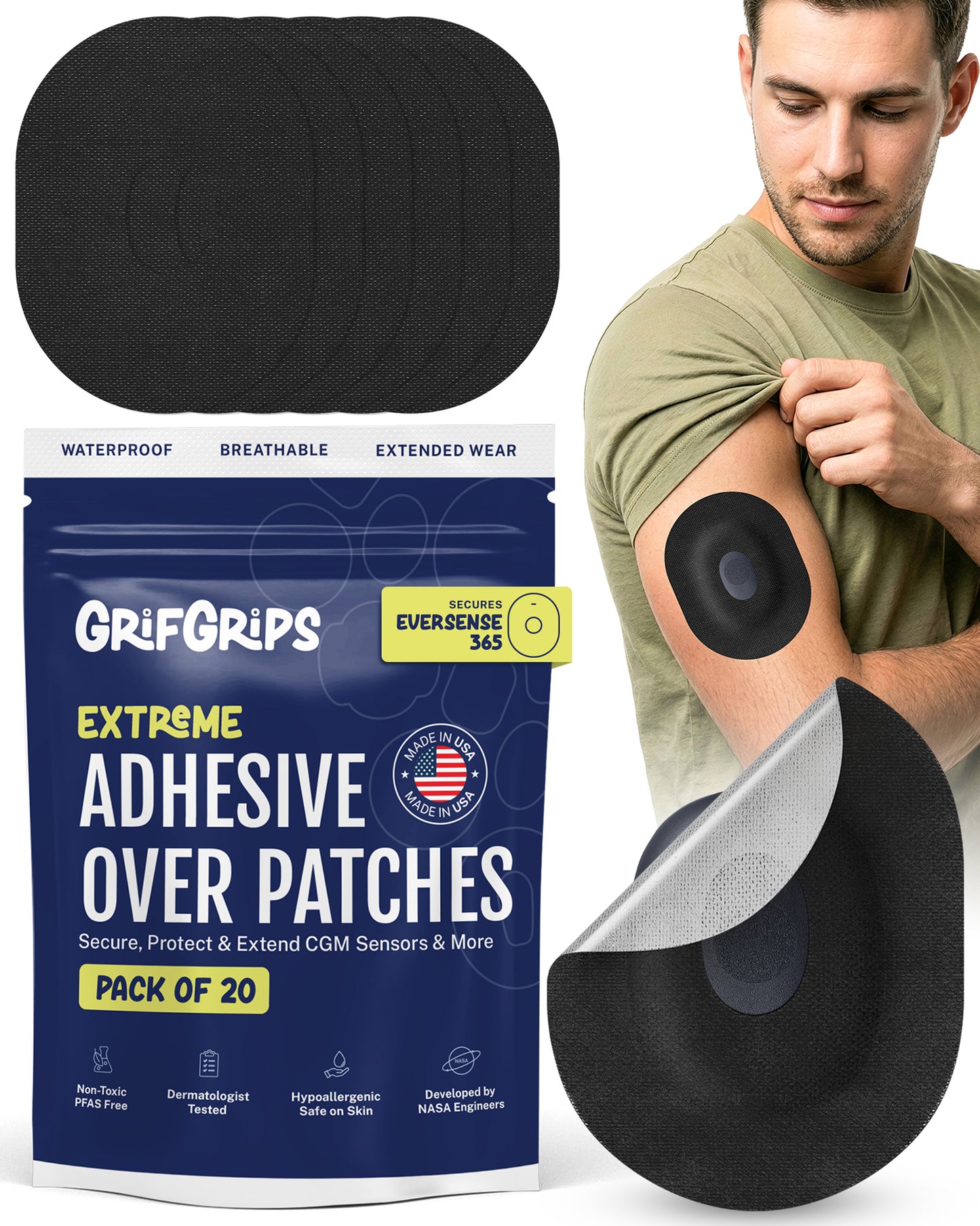 Extreme - Eversense 365 Adhesive Patches - Black (20 Pack)