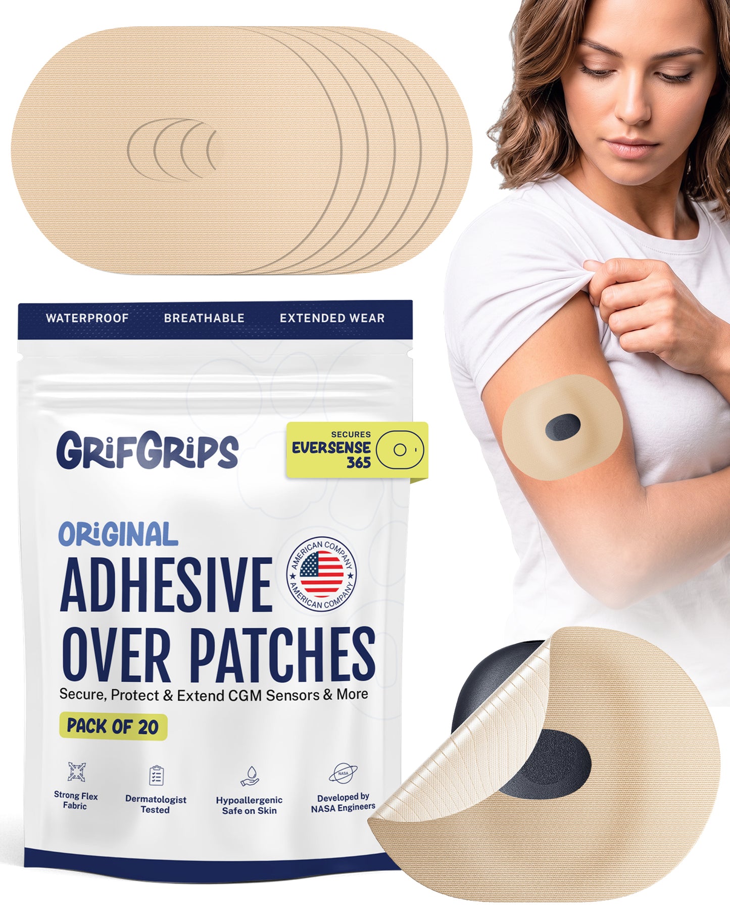 ORIGINAL - Eversense 365 Adhesive Patches - Tan (20 Pack)