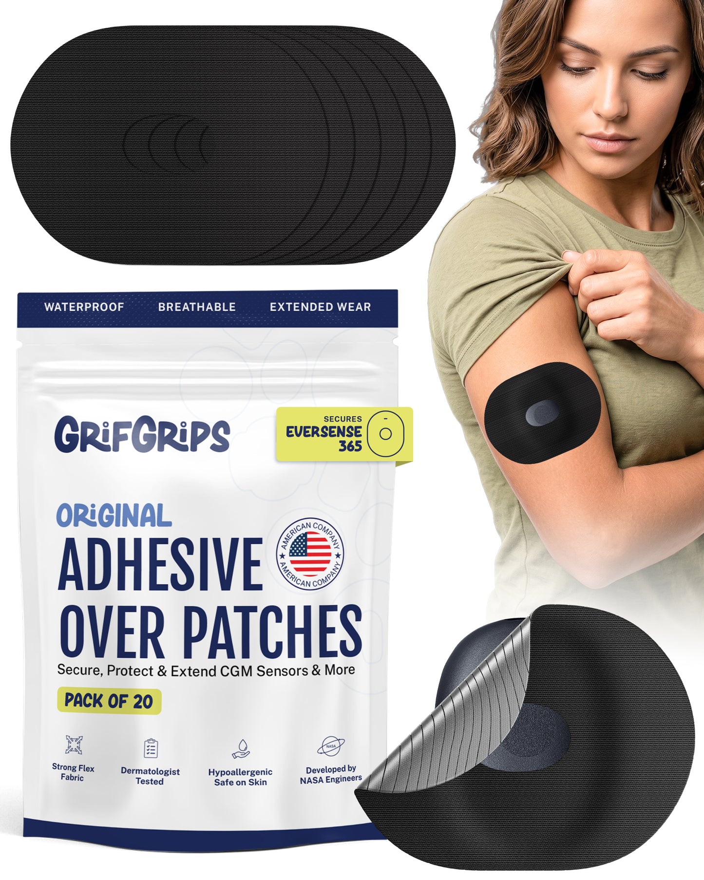 ORIGINAL - Eversense 365 Adhesive Patches - Black (20 Pack)