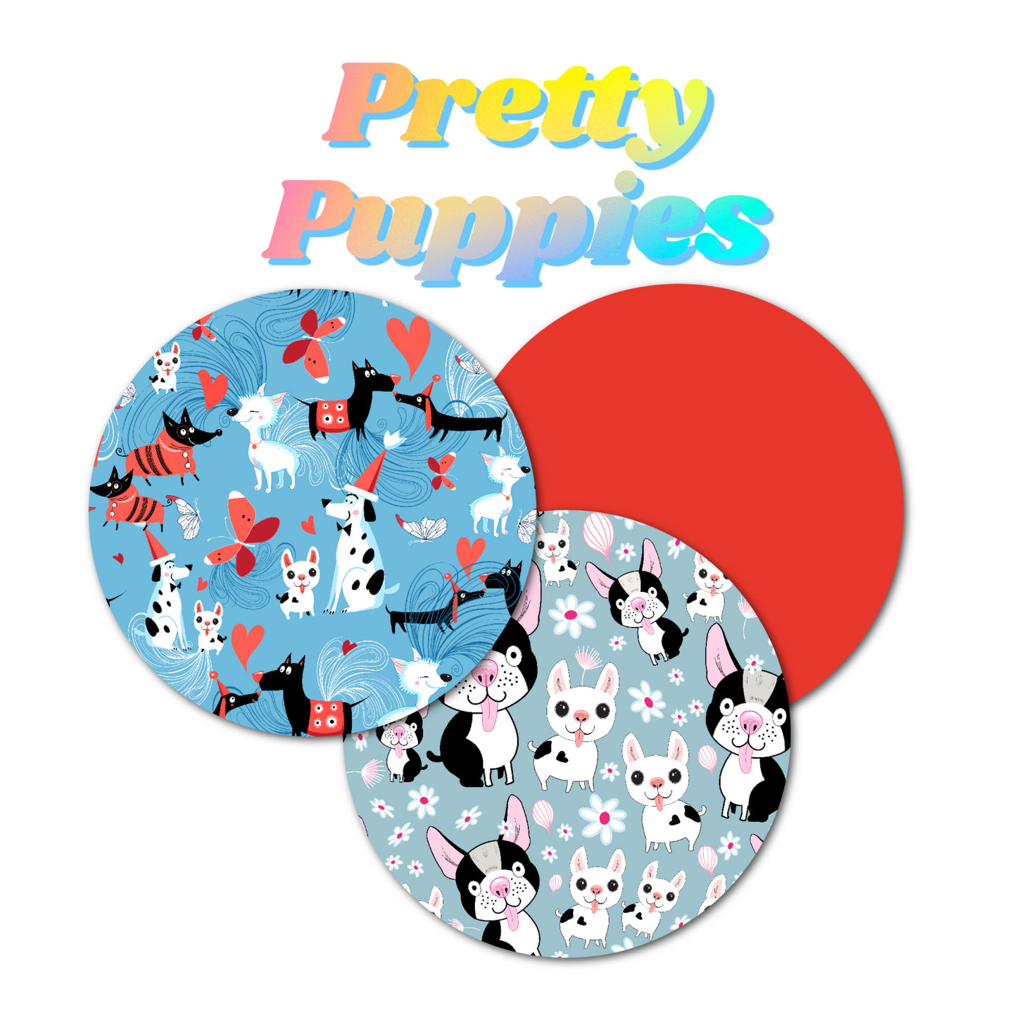 Dogs & Puppies Combo in Circles - Extreme & Original Adhesive - 15 Pack - CGM, Infusion & Pump Grips