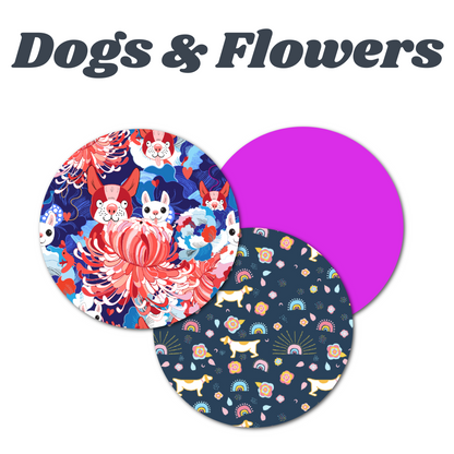 Dogs & Puppies Combo in Circles - Extreme & Original Adhesive - 15 Pack - CGM, Infusion & Pump Grips