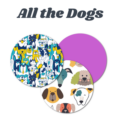 Dogs & Puppies Combo in Circles - Extreme & Original Adhesive - 15 Pack - CGM, Infusion & Pump Grips