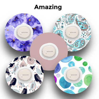 Small Grip Themes - Choose Adhesive, Shape & Design - 5 Pack - CGM Devices, Infusion Sets & Pump Grips