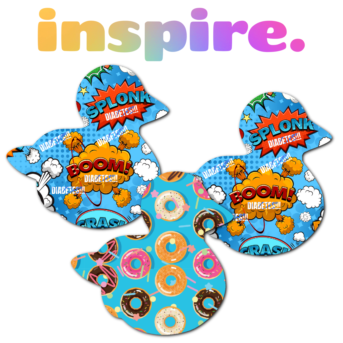 Diabetes Awareness Combo in Ducks - Extreme Adhesive - 3 Pack - CGM, Infusion & Pump Grips