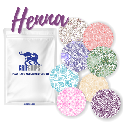 Henna Combo in Circles 3 inch - Extreme Adhesive - 10 Pack - CGM, Infusion & Pump Grips