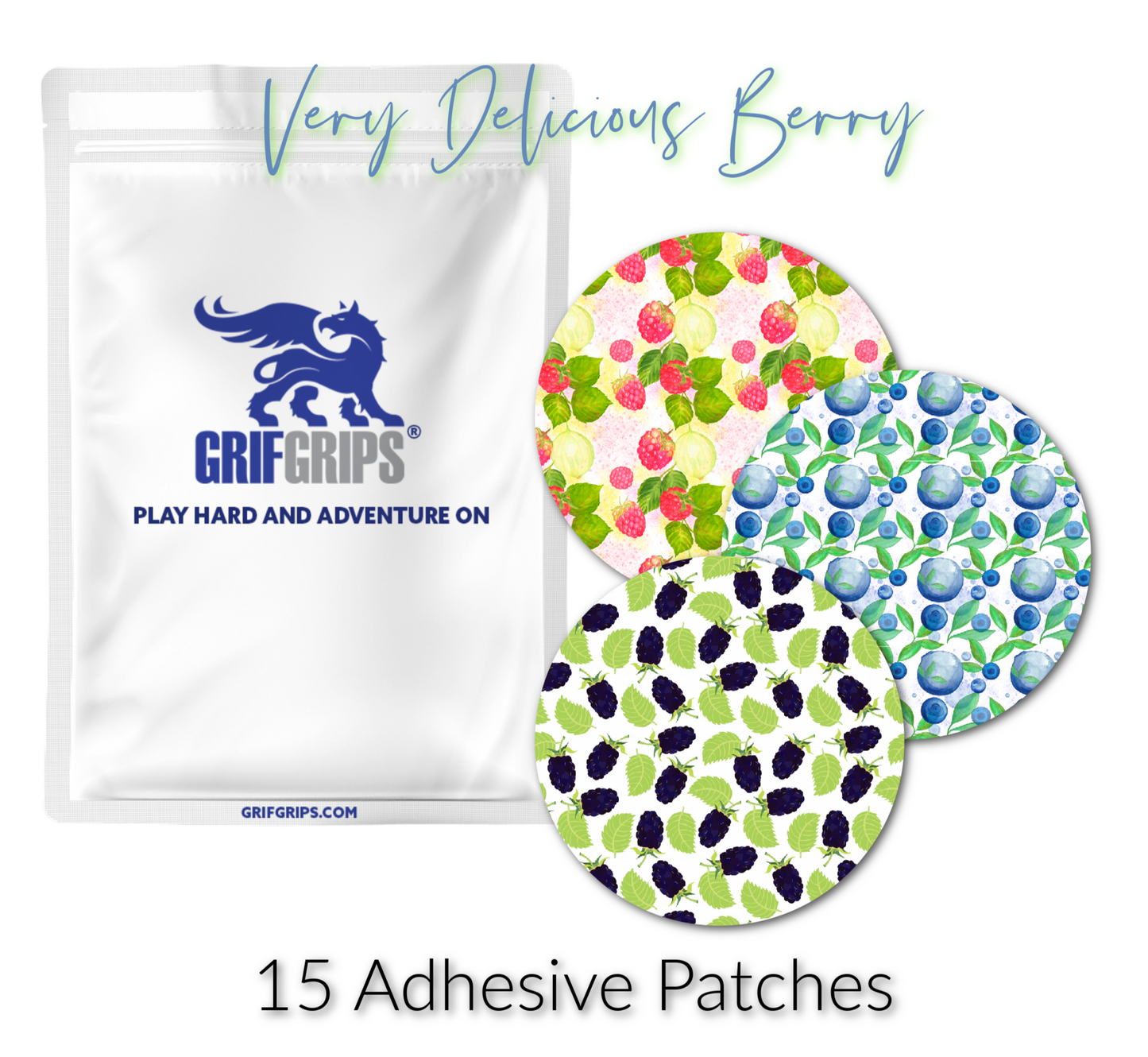 Very Delicious Berry Combo in Circles 3 inch - Extreme Adhesive - 15 Pack - CGM Devices, Infusion Sets & Pump Grips