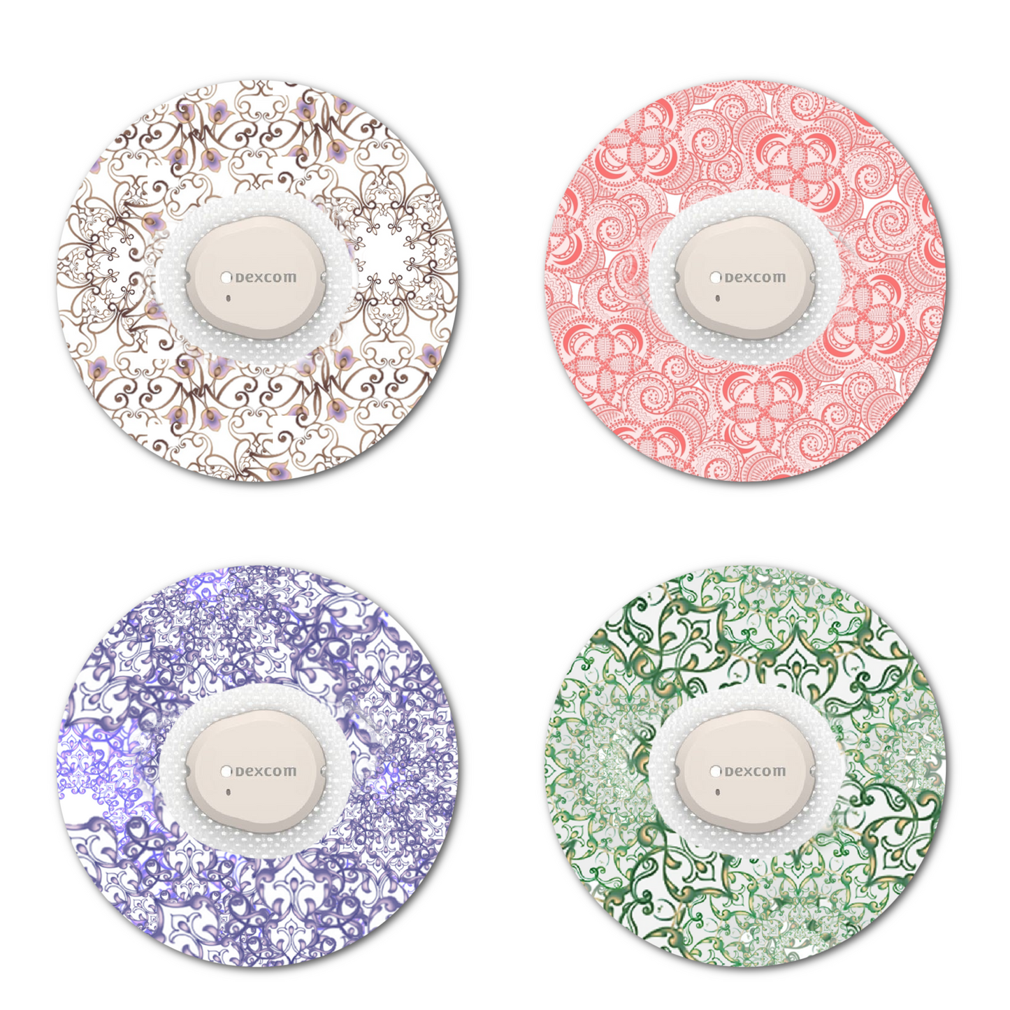 Henna Combo in Circles 3.8 inch - Extreme Adhesive - 10 Pack - CGM, Infusion & Pump Grips